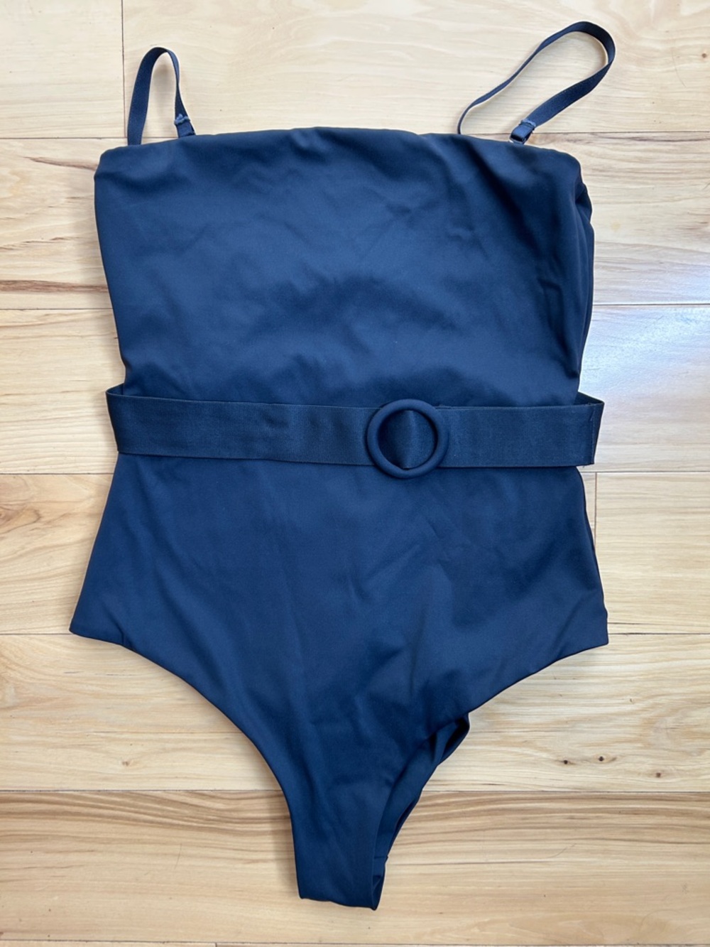 SKIMS Black One-Piece Swimsuit Double Lined Belt Adjustable Straps | Size XL